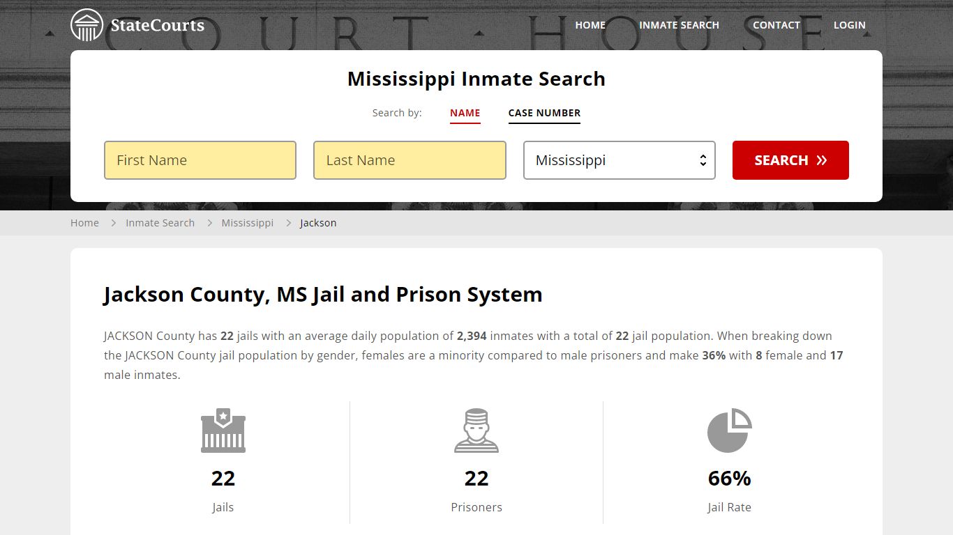 Jackson County, MS Inmate Search - StateCourts
